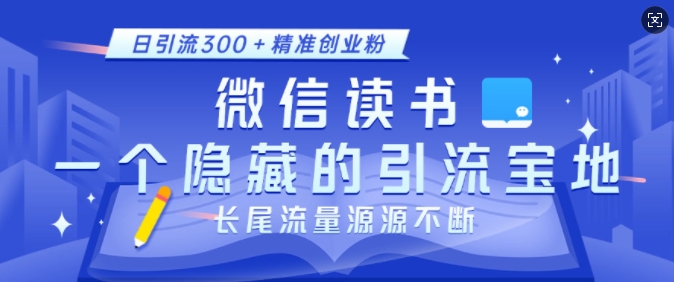 微信读书，一个隐藏的引流宝地，不为人知的小众打法，日引流300+精准创业粉，长尾流量源源不断-梦凌网创