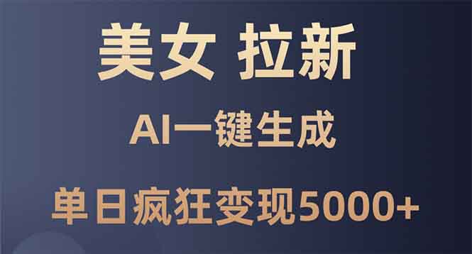 美女暴力拉新，通过AI一键生成，单日疯狂变现5000+，纯小白一学就会！-梦凌网创