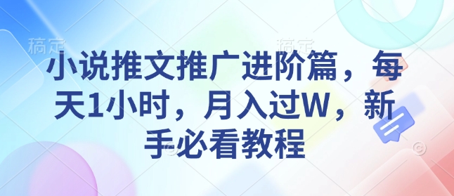 小说推文推广进阶篇，每天1小时，月入过W，新手必看教程-梦凌网创