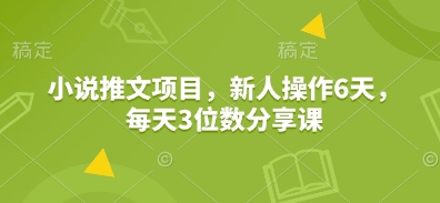 小说推文项目，新人操作6天，每天3位数分享课-梦凌网创