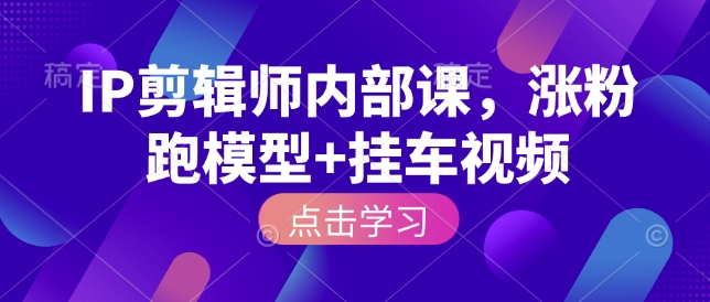 IP剪辑师内部课，涨粉跑模型+挂车视频-梦凌网创