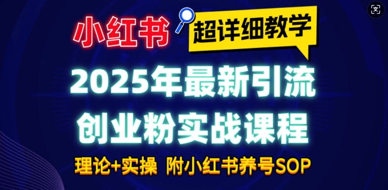 2025年最新小红书引流创业粉实战课程【超详细教学】小白轻松上手，月入1W+，附小红书养号SOP-梦凌网创