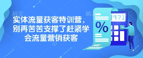 实体流量获客特训营，​别再苦苦支撑了赶紧学会流量营销获客-梦凌网创