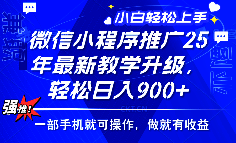 2025年微信小程序推广，最新教学升级，轻松日入900+，小白宝妈轻松上手…-梦凌网创