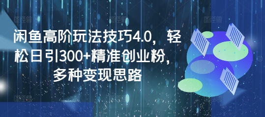 闲鱼高阶玩法技巧4.0，轻松日引300+精准创业粉，多种变现思路-梦凌网创