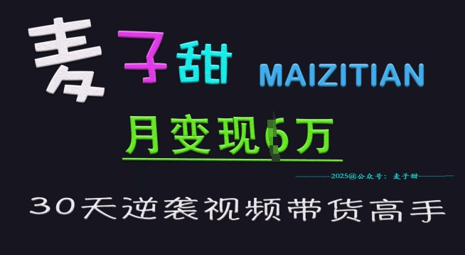 麦子甜30天逆袭视频带货高手，单月变现6W加特训营-梦凌网创