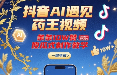 抖音AI遇见药王视频，条条10W赞，快速起千粉万粉号，傻瓜式制作教学-梦凌网创