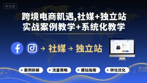 跨境电商新机遇，社媒+独立站，实战案例教学+系统化教学-梦凌网创
