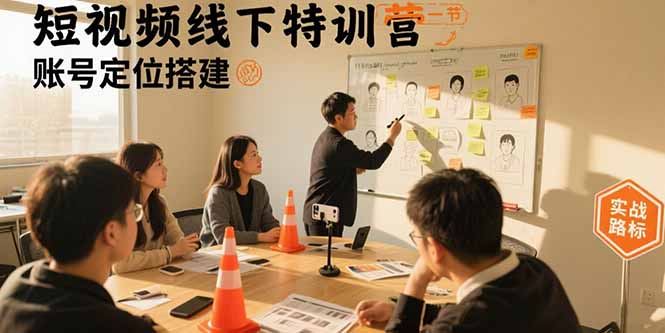短视频线下特训营：账号定位搭建/口播号拍摄剪辑/直播间流量入口/变现实战-梦凌网创