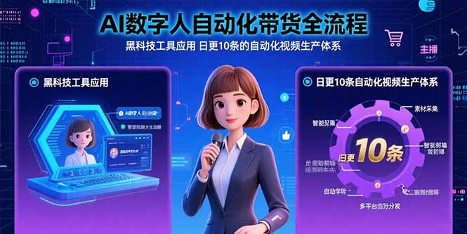 AI数字人自动化带货全流程：黑科技工具应用 日更10条的自动化视频生产体系-梦凌网创