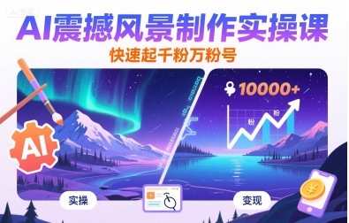 AI震撼风景制作实操课，快速起千粉万粉号-梦凌网创