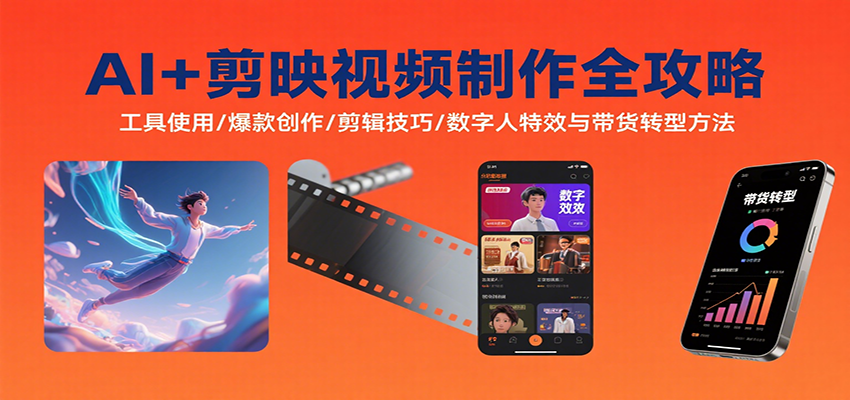 AI+剪映视频制作全攻略：工具使用/爆款创作/剪辑技巧/数字人特效与带货转型方法-梦凌网创