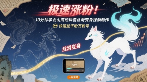 极速涨粉！10分钟学会山海经异兽丝滑变身视频制作，快速起千粉万粉号-梦凌网创