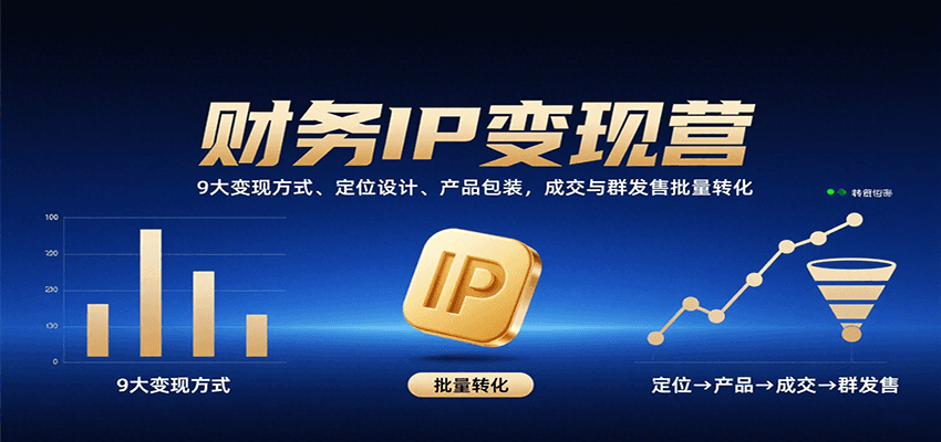 财务IP变现营：9大变现方式、定位设计、产品包装，成交与群发售批量转化-梦凌网创