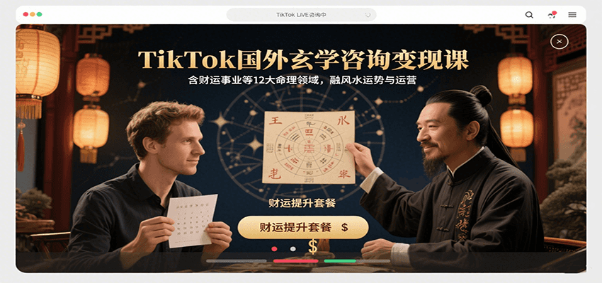 TikTok国外玄学咨询变现课，含财运事业等12大命理领域，融风水运势与运营-梦凌网创