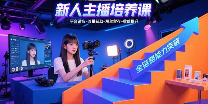 新人主播培养课：平台适应-流量获取-粉丝留存-收益提升 全链路能力突破-梦凌网创