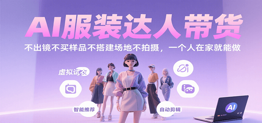 AI服装达人带货，不出镜不买样品不搭建场地不拍摄，一个人在家就能做-梦凌网创