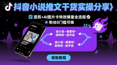 抖音小说推文干货实操分享，混剪+AI图片卡特效爆量全流程，0粉丝0门槛可做-梦凌网创