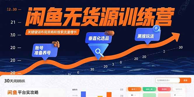闲鱼无货源训练营：账号准备养号/垂直化选品/黑搜玩法，0基础30天盈利指南-梦凌网创