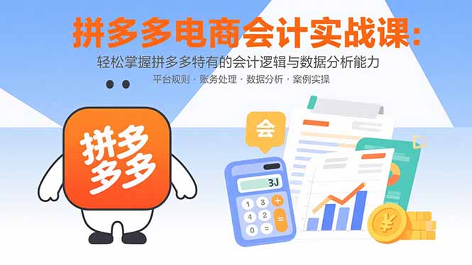 拼多多电商会计实战课：轻松掌握拼多多特有的会计逻辑与数据分析能力-梦凌网创