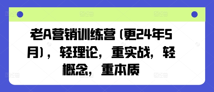老A营销训练营(更25年8月)，轻理论，重实战，轻概念，重本质-梦凌网创
