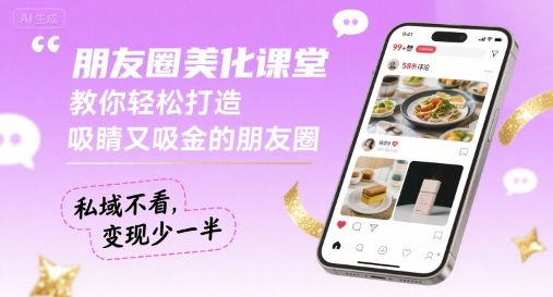 朋友圈美化课堂，教你轻松打造，吸睛又吸金的朋友圈，私域不看，变现少一半-梦凌网创