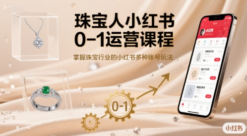 珠宝人小红书0-1运营课程，掌握珠宝行业的小红书多种账号玩法-梦凌网创