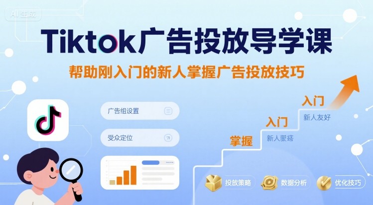 Tiktok广告投放导学课，帮助刚入门的新人掌握广告投放技巧-梦凌网创
