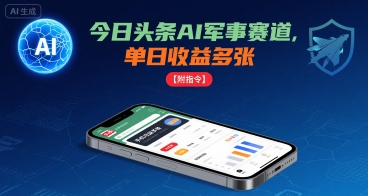 今日头条AI军事赛道，单日收益多张 ，手机可做【附指令】-梦凌网创