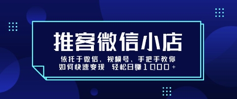 推客微信小店依托于微信、视频号，手把手教你如何快速变现 轻松日入1k+【揭秘】-梦凌网创