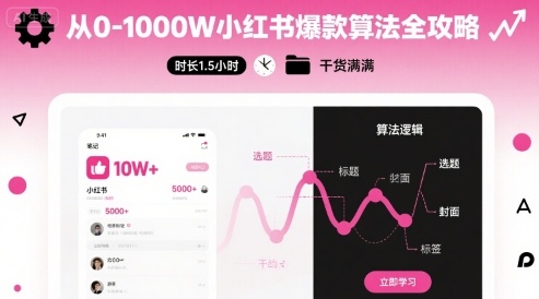 从0-1000W小红书爆款算法全攻略，时长1.5小时，干货满满-梦凌网创