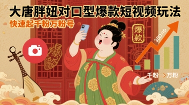 大唐胖妞对口型爆款短视频玩法，快速起千粉万粉号-梦凌网创