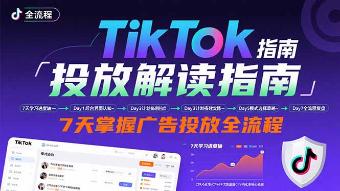 TikTok投放解读指南：后台操作/计划建立/模式选择，7天掌握广告投放全流程-梦凌网创