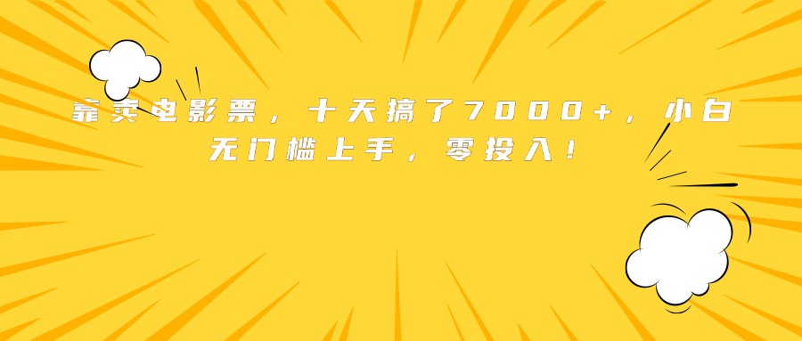 靠卖电影票，十天搞了7000+，小白无门槛上手，零投入！-梦凌网创