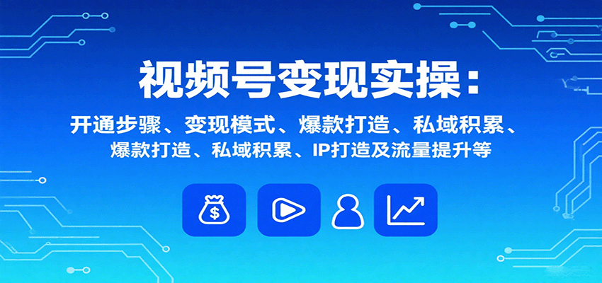 视频号变现实操，含开通步骤、变现模式、爆款打造、私域积累、IP打造及流量提升等-梦凌网创