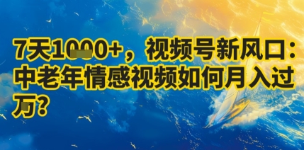 7天收益1k+，视频号新风口：中老年情感视频如何月入过W?-梦凌网创