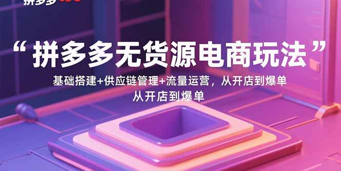 拼多多无货源电商玩法：基础搭建+供应链管理+流量运营，从开店到爆单-梦凌网创