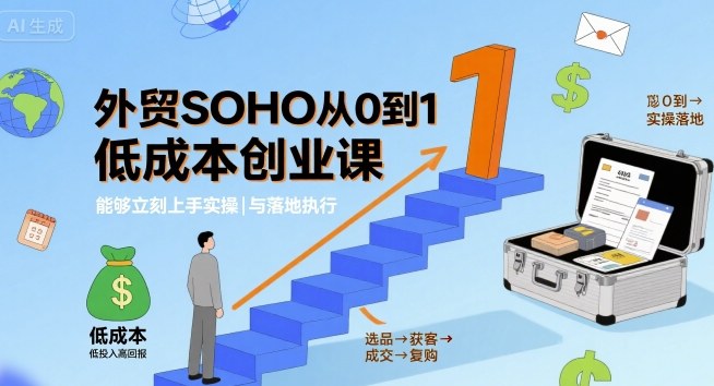 外贸SOHO从0到1低成本创业课，能够立刻上手实操与落地执行-梦凌网创
