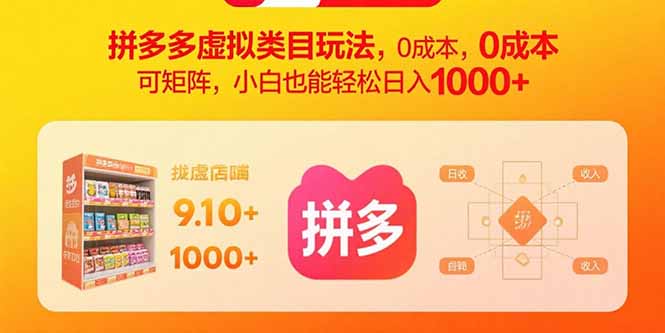 拼多多虚拟类目玩法，0成本，可矩阵，小白也能轻松日入1000+-梦凌网创