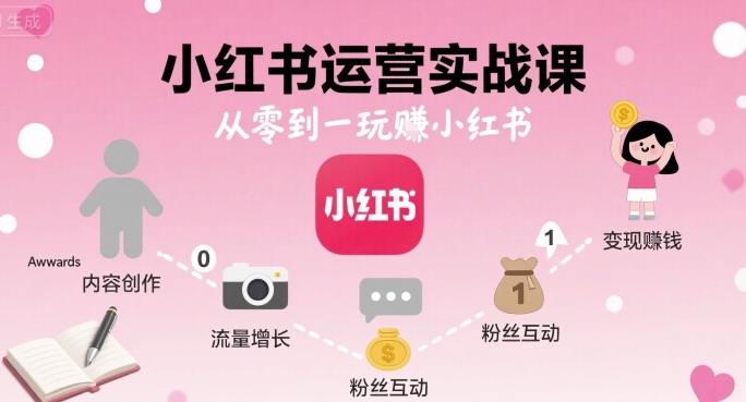 小红书运营实战课，从零到一玩賺小红书-梦凌网创