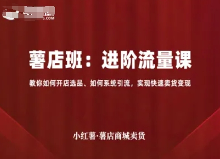 小红薯薯店商城卖货，进阶流量课，教你如何开店选品、如何系统引流，实现快速卖货变现-梦凌网创