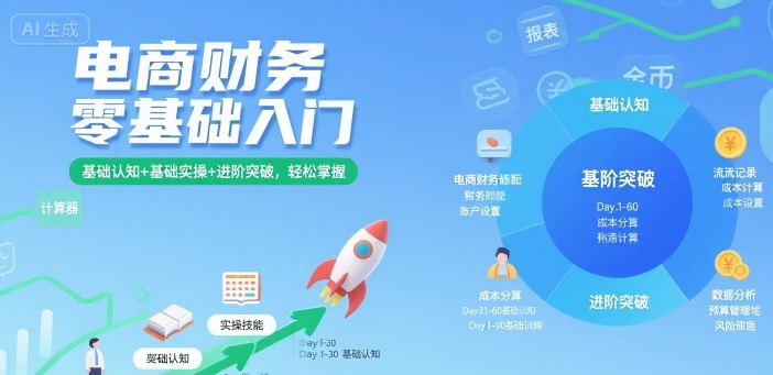 电商财务零基础入门，基础认知+基础实操+进阶突破，轻松掌握-梦凌网创