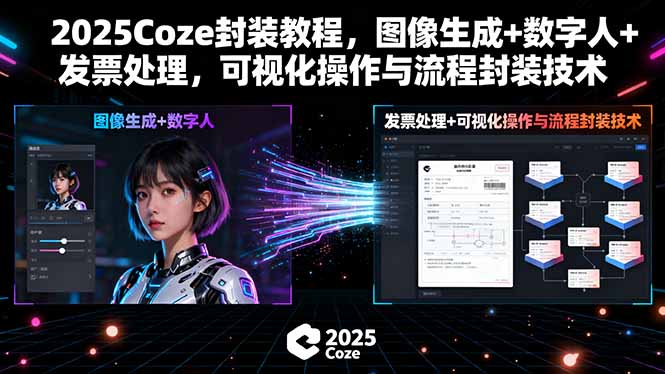 2025Coze封装教程，图像生成+数字人+发票处理，可视化操作与流程封装技术-梦凌网创