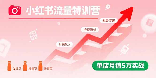 小红书流量特训营：突破流量瓶颈，实现店铺持续增长，单店月销5万实战-梦凌网创