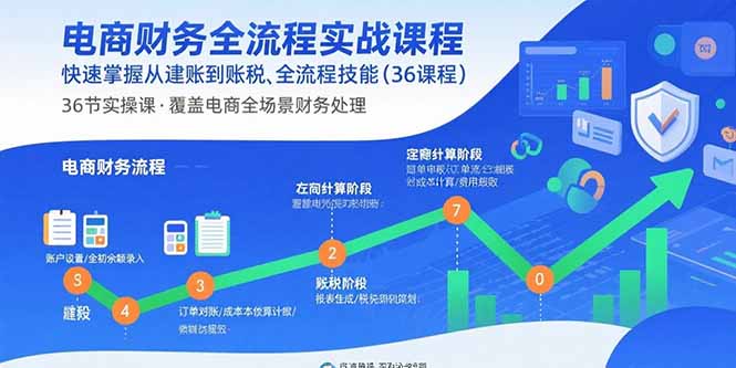 电商财务全流程实战课程：快速掌握从建账到报税的全流程技能(36节课-梦凌网创