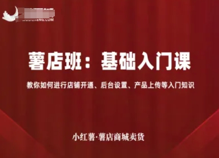 小红薯薯店商城卖货，基础入门课，教你如何进行店铺开通、后台设置、产品上传等入门知识-梦凌网创