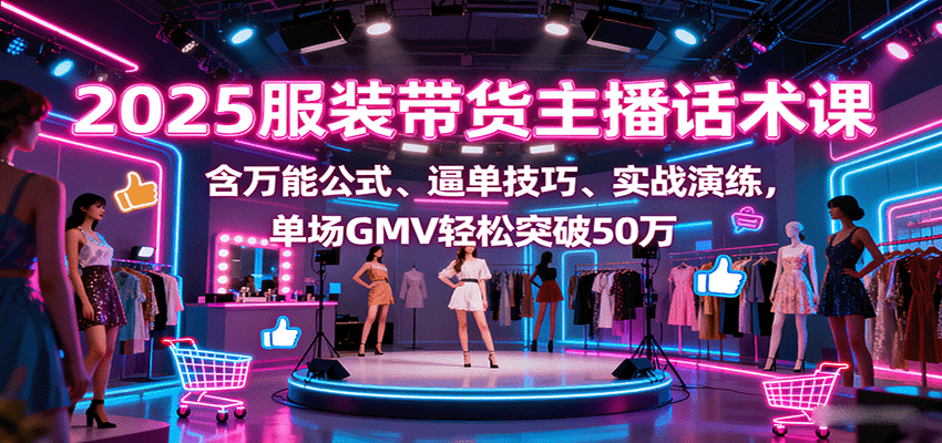 2025服装带货主播话术课，含万能公式、逼单技巧、实战演练，单场GMV轻松突破50万-梦凌网创