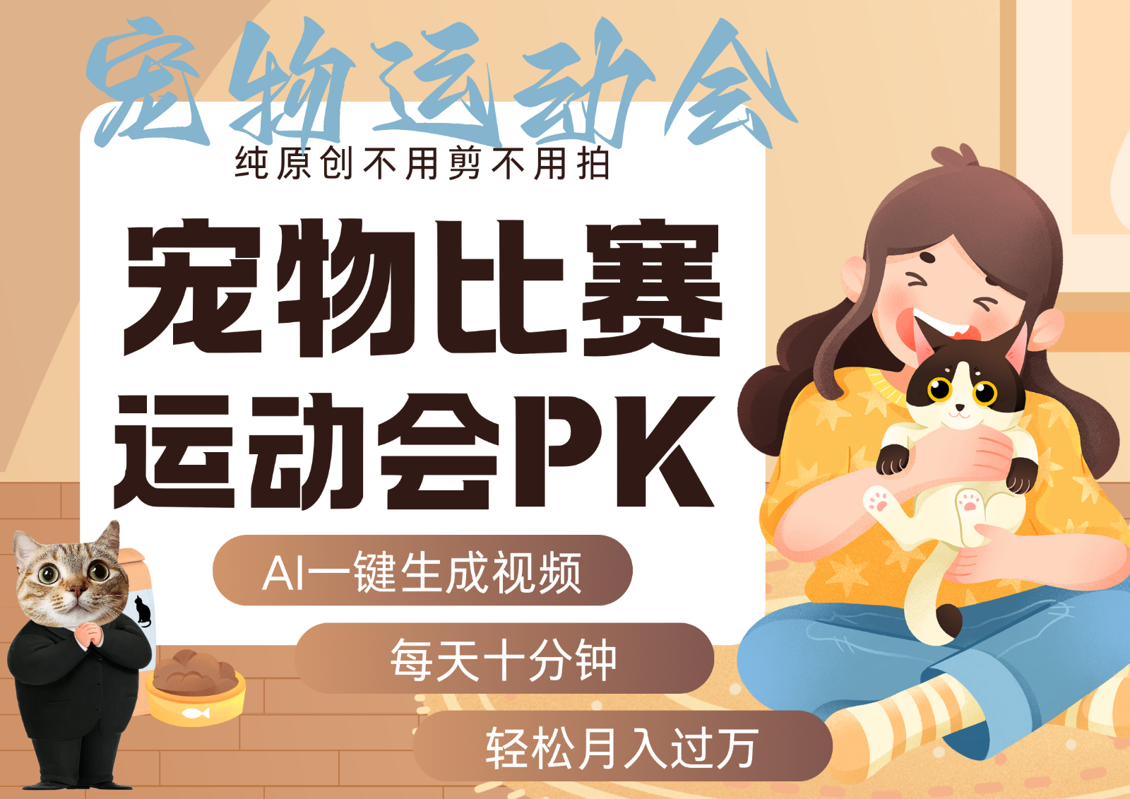 AI萌宠运动员跳水 射击 篮球 足球比赛 每天十分钟 附详细提示词文案库 代替做…-梦凌网创