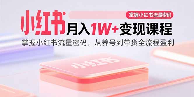 小红书月入1W+变现课程：掌握小红书流量密码，从养号到带货全流程盈利-梦凌网创