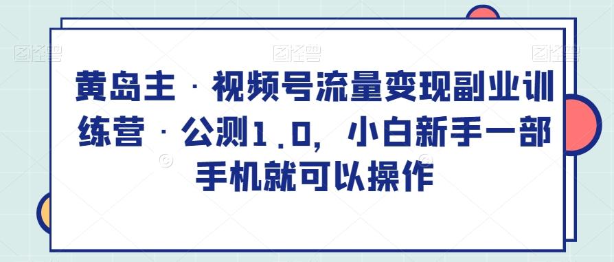 黄岛主·视频号流量变现副业训练营·公测1.0，小白新手一部手机就可以操作-梦凌网创